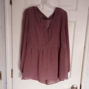 Torrid Mauve Blouse with Lace Accents